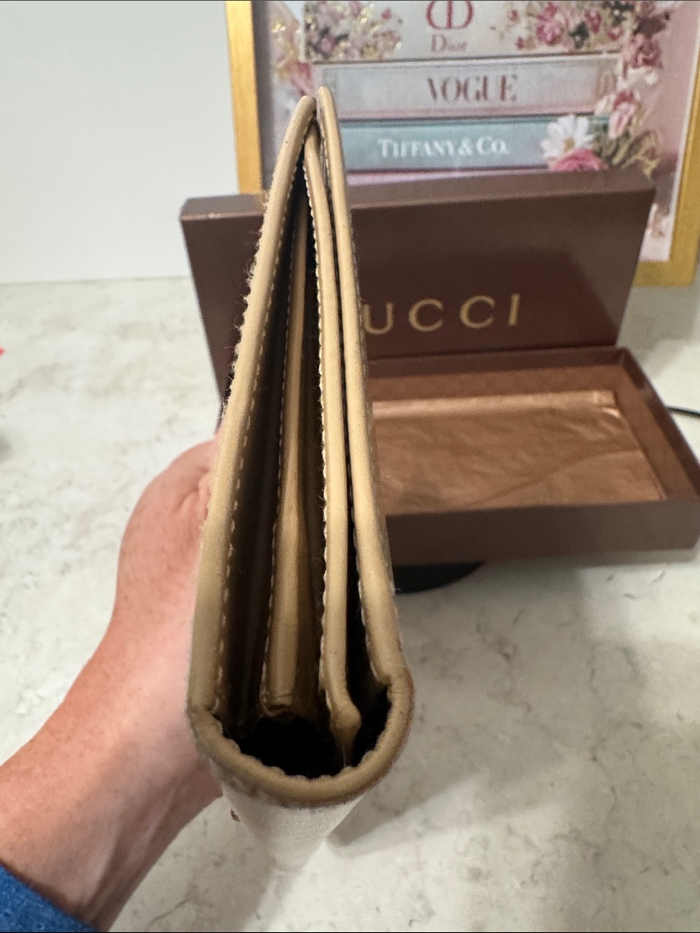 Gucci Jackie Beige Leather long Wallet with Silver-Tone piston lock in box - Picture 4 of 12